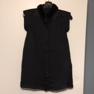 Givenchy Black Silk Blouse/Top with mink collar